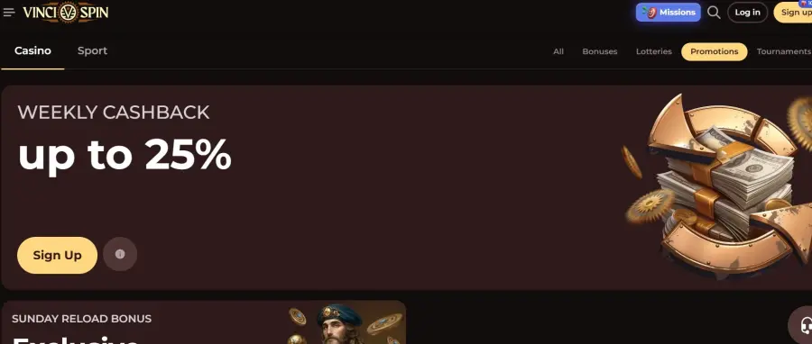 Vinci Spin casino login